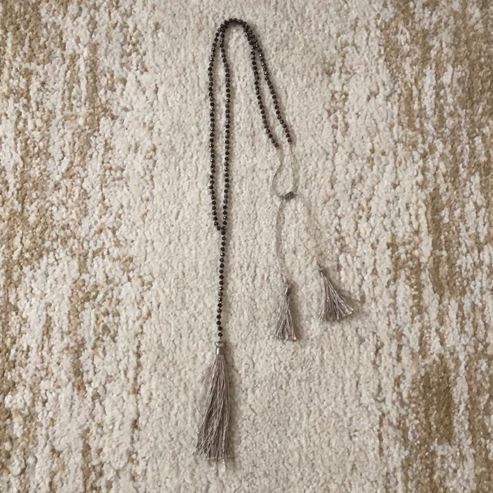 Banana Republic Long Beaded Tassel Necklace